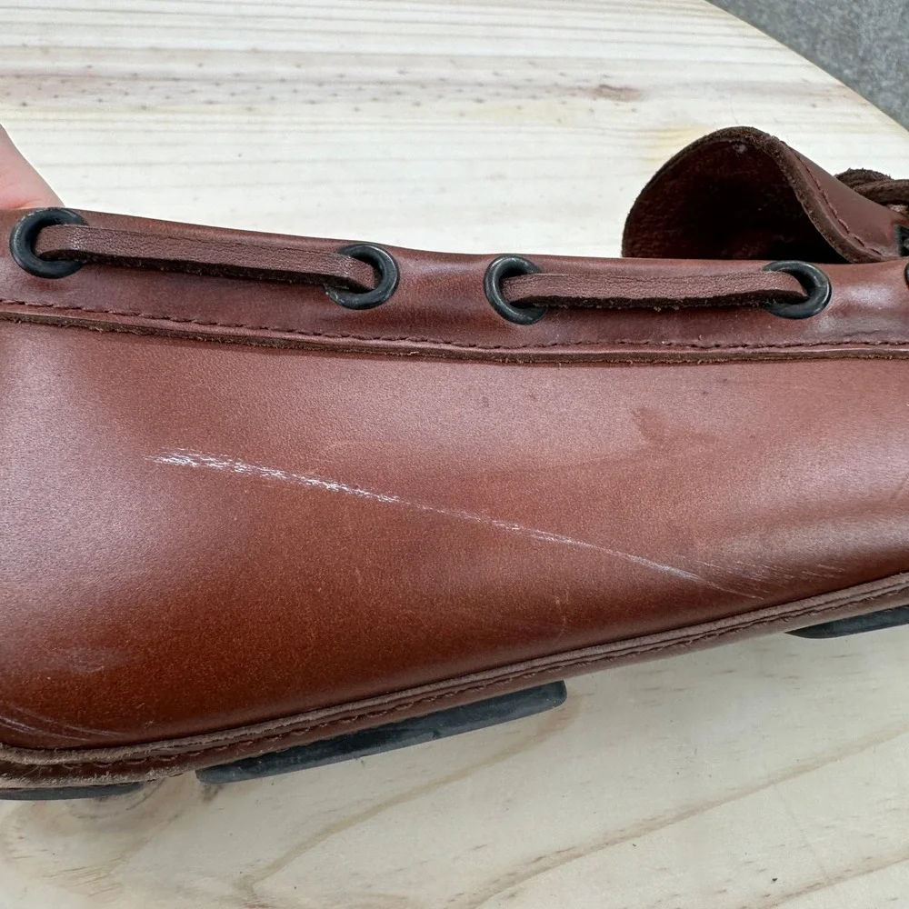 J.Crew Driving Shoes Mens 8.5 Brown Leather Moc Toe Loafers 55744
